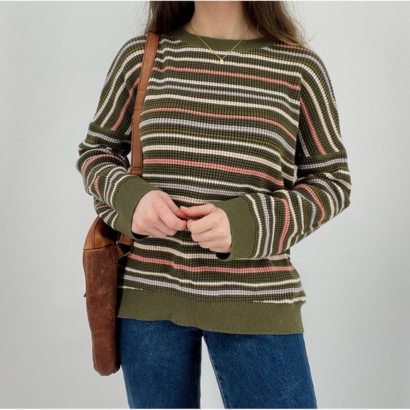 SOLD rei cooperative slouchy striped wallace lake waffle knit sweater - Picture 3 of 7